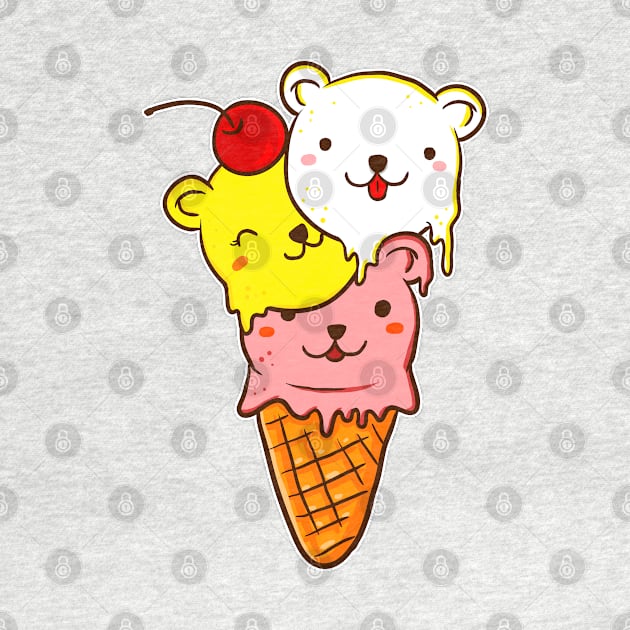 Cute Bears Ice Cream Cone by E